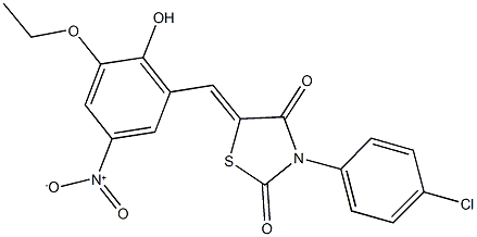 3-(4-chlorophenyl)-5-{3-ethoxy-2-hydroxy-5-nitrobenzylidene}-1,3-thiazolidine-2,4-dione 구조식 이미지