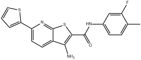 3-amino-N-(3-fluoro-4-methylphenyl)-6-(2-thienyl)thieno[2,3-b]pyridine-2-carboxamide Structure