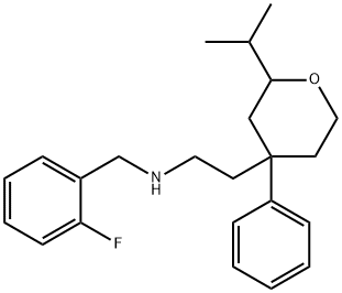N-(2-fluorobenzyl)-N-[2-(2-isopropyl-4-phenyltetrahydro-2H-pyran-4-yl)ethyl]amine 구조식 이미지
