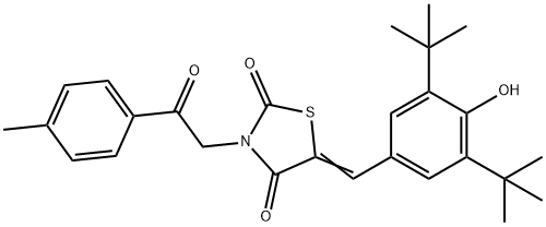 5-(3,5-ditert-butyl-4-hydroxybenzylidene)-3-[2-(4-methylphenyl)-2-oxoethyl]-1,3-thiazolidine-2,4-dione 구조식 이미지