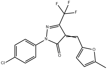 2-(4-chlorophenyl)-4-[(5-methyl-2-furyl)methylene]-5-(trifluoromethyl)-2,4-dihydro-3H-pyrazol-3-one Structure