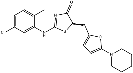 2-[(5-chloro-2-methylphenyl)imino]-5-{[5-(1-piperidinyl)-2-furyl]methylene}-1,3-thiazolidin-4-one Structure