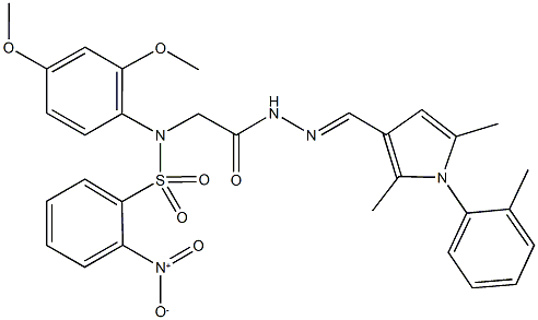 N-(2,4-dimethoxyphenyl)-N-[2-(2-{[2,5-dimethyl-1-(2-methylphenyl)-1H-pyrrol-3-yl]methylene}hydrazino)-2-oxoethyl]-2-nitrobenzenesulfonamide 구조식 이미지