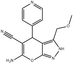 6-amino-3-(methoxymethyl)-4-(4-pyridinyl)-1,4-dihydropyrano[2,3-c]pyrazole-5-carbonitrile 구조식 이미지