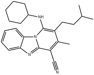 1-(cyclohexylamino)-2-isopentyl-3-methylpyrido[1,2-a]benzimidazole-4-carbonitrile Structure