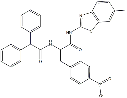 2-[(diphenylacetyl)amino]-3-{4-nitrophenyl}-N-(6-methyl-1,3-benzothiazol-2-yl)propanamide 구조식 이미지