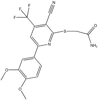 2-{[3-cyano-6-(3,4-dimethoxyphenyl)-4-(trifluoromethyl)-2-pyridinyl]sulfanyl}acetamide 구조식 이미지