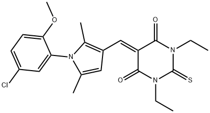 5-{[1-(5-chloro-2-methoxyphenyl)-2,5-dimethyl-1H-pyrrol-3-yl]methylene}-1,3-diethyl-2-thioxodihydro-4,6(1H,5H)-pyrimidinedione Structure