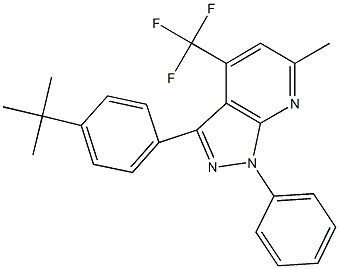 3-(4-tert-butylphenyl)-6-methyl-1-phenyl-4-(trifluoromethyl)-1H-pyrazolo[3,4-b]pyridine 구조식 이미지