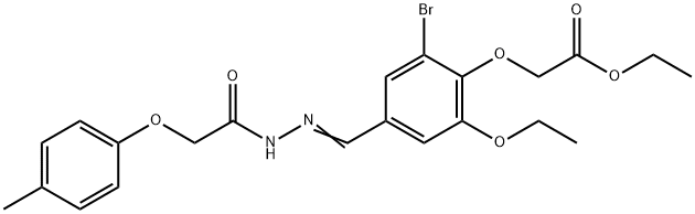 ethyl (2-bromo-6-ethoxy-4-{2-[(4-methylphenoxy)acetyl]carbohydrazonoyl}phenoxy)acetate 구조식 이미지