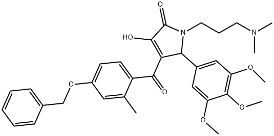 4-[4-(benzyloxy)-2-methylbenzoyl]-1-[3-(dimethylamino)propyl]-3-hydroxy-5-(3,4,5-trimethoxyphenyl)-1,5-dihydro-2H-pyrrol-2-one 구조식 이미지