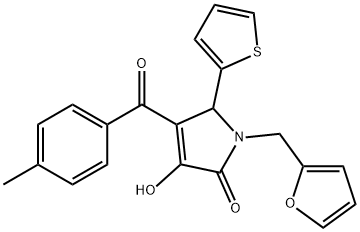 1-(2-furylmethyl)-3-hydroxy-4-(4-methylbenzoyl)-5-(2-thienyl)-1,5-dihydro-2H-pyrrol-2-one 구조식 이미지
