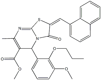 methyl 5-(3-methoxy-2-propoxyphenyl)-7-methyl-2-(1-naphthylmethylene)-3-oxo-2,3-dihydro-5H-[1,3]thiazolo[3,2-a]pyrimidine-6-carboxylate Structure