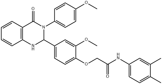 N-(3,4-dimethylphenyl)-2-{2-methoxy-4-[3-(4-methoxyphenyl)-4-oxo-1,2,3,4-tetrahydro-2-quinazolinyl]phenoxy}acetamide 구조식 이미지