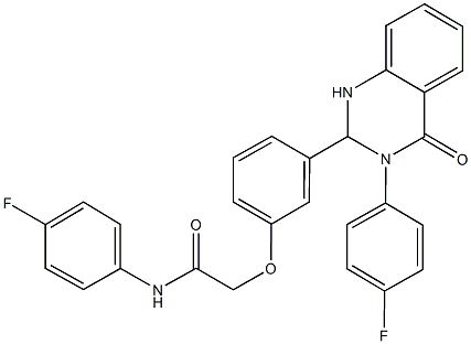 N-(4-fluorophenyl)-2-{3-[3-(4-fluorophenyl)-4-oxo-1,2,3,4-tetrahydro-2-quinazolinyl]phenoxy}acetamide 구조식 이미지