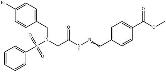 methyl 4-(2-{[(4-bromobenzyl)(phenylsulfonyl)amino]acetyl}carbohydrazonoyl)benzoate 구조식 이미지