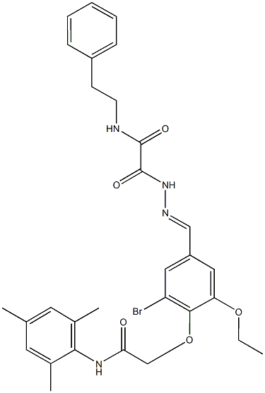 2-(2-{3-bromo-5-ethoxy-4-[2-(mesitylamino)-2-oxoethoxy]benzylidene}hydrazino)-2-oxo-N-(2-phenylethyl)acetamide Structure