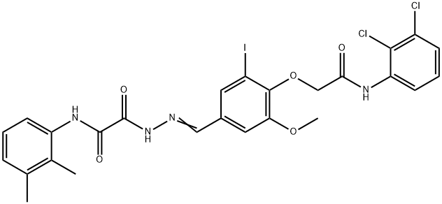 2-(2-{4-[2-(2,3-dichloroanilino)-2-oxoethoxy]-3-iodo-5-methoxybenzylidene}hydrazino)-N-(2,3-dimethylphenyl)-2-oxoacetamide 구조식 이미지