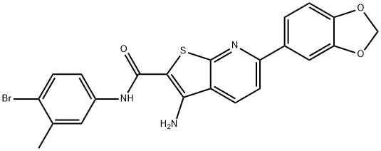 3-amino-6-(1,3-benzodioxol-5-yl)-N-(4-bromo-3-methylphenyl)thieno[2,3-b]pyridine-2-carboxamide 구조식 이미지