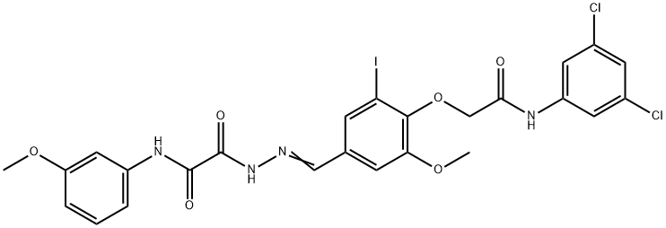 2-(2-{4-[2-(3,5-dichloroanilino)-2-oxoethoxy]-3-iodo-5-methoxybenzylidene}hydrazino)-N-(3-methoxyphenyl)-2-oxoacetamide Structure