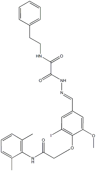 2-(2-{4-[2-(2,6-dimethylanilino)-2-oxoethoxy]-3-iodo-5-methoxybenzylidene}hydrazino)-2-oxo-N-(2-phenylethyl)acetamide Structure