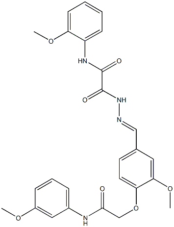 2-(2-{3-methoxy-4-[2-(3-methoxyanilino)-2-oxoethoxy]benzylidene}hydrazino)-N-(2-methoxyphenyl)-2-oxoacetamide 구조식 이미지