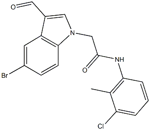 2-(5-bromo-3-formyl-1H-indol-1-yl)-N-(3-chloro-2-methylphenyl)acetamide 구조식 이미지