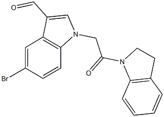 5-bromo-1-[2-(2,3-dihydro-1H-indol-1-yl)-2-oxoethyl]-1H-indole-3-carbaldehyde 구조식 이미지