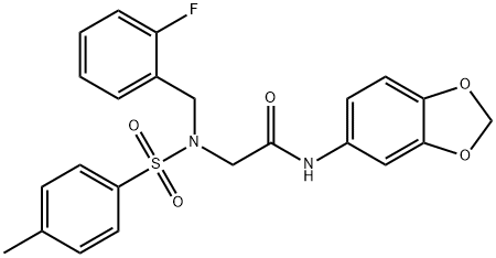 N-(1,3-benzodioxol-5-yl)-2-{(2-fluorobenzyl)[(4-methylphenyl)sulfonyl]amino}acetamide 구조식 이미지