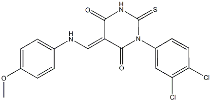 1-(3,4-dichlorophenyl)-5-[(4-methoxyanilino)methylene]-2-thioxodihydro-4,6(1H,5H)-pyrimidinedione 구조식 이미지
