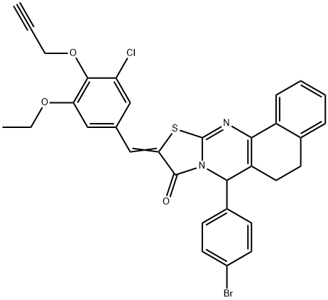 7-(4-bromophenyl)-10-[3-chloro-5-ethoxy-4-(2-propynyloxy)benzylidene]-5,7-dihydro-6H-benzo[h][1,3]thiazolo[2,3-b]quinazolin-9(10H)-one Structure