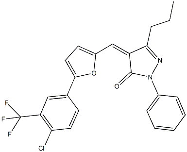 4-({5-[4-chloro-3-(trifluoromethyl)phenyl]-2-furyl}methylene)-2-phenyl-5-propyl-2,4-dihydro-3H-pyrazol-3-one 구조식 이미지