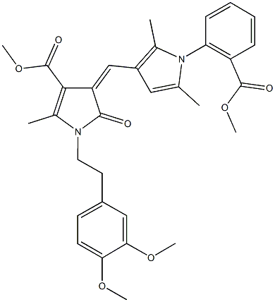methyl 1-[2-(3,4-dimethoxyphenyl)ethyl]-4-({1-[2-(methoxycarbonyl)phenyl]-2,5-dimethyl-1H-pyrrol-3-yl}methylene)-2-methyl-5-oxo-4,5-dihydro-1H-pyrrole-3-carboxylate 구조식 이미지