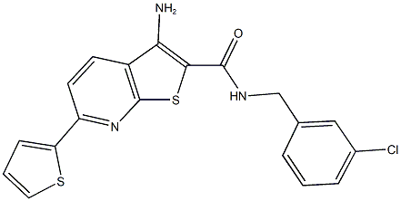 3-amino-N-(3-chlorobenzyl)-6-thien-2-ylthieno[2,3-b]pyridine-2-carboxamide Structure