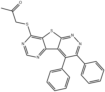 1-[(3,4-diphenylpyrimido[4',5':4,5]thieno[2,3-c]pyridazin-8-yl)sulfanyl]acetone Structure