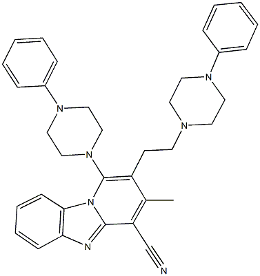 3-methyl-1-(4-phenylpiperazin-1-yl)-2-[2-(4-phenylpiperazin-1-yl)ethyl]pyrido[1,2-a]benzimidazole-4-carbonitrile Structure