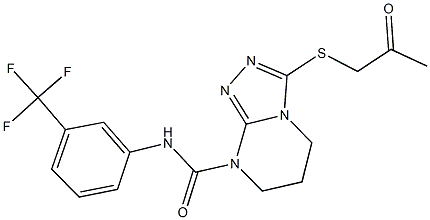 3-[(2-oxopropyl)sulfanyl]-N-[3-(trifluoromethyl)phenyl]-6,7-dihydro[1,2,4]triazolo[4,3-a]pyrimidine-8(5H)-carboxamide 구조식 이미지