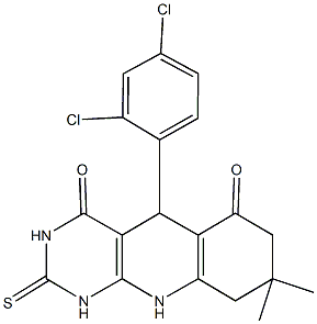5-(2,4-dichlorophenyl)-8,8-dimethyl-2-thioxo-2,3,5,8,9,10-hexahydropyrimido[4,5-b]quinoline-4,6(1H,7H)-dione Structure