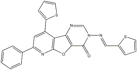 7-phenyl-9-thien-2-yl-3-[(thien-2-ylmethylene)amino]pyrido[3',2':4,5]furo[3,2-d]pyrimidin-4(3H)-one 구조식 이미지
