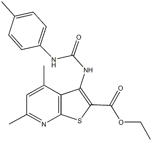 ethyl 4,6-dimethyl-3-[(4-toluidinocarbonyl)amino]thieno[2,3-b]pyridine-2-carboxylate 구조식 이미지