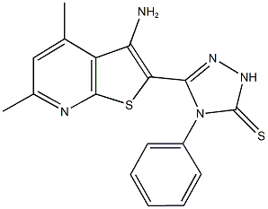 5-(3-amino-4,6-dimethylthieno[2,3-b]pyridin-2-yl)-4-phenyl-2,4-dihydro-3H-1,2,4-triazole-3-thione 구조식 이미지