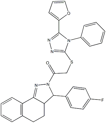 2-[3-(4-fluorophenyl)-3,3a,4,5-tetrahydro-2H-benzo[g]indazol-2-yl]-2-oxoethyl 5-(2-furyl)-4-phenyl-4H-1,2,4-triazol-3-yl sulfide Structure