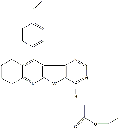 ethyl {[11-(4-methoxyphenyl)-7,8,9,10-tetrahydropyrimido[4',5':4,5]thieno[2,3-b]quinolin-4-yl]sulfanyl}acetate Structure