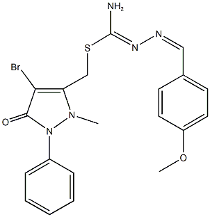 (4-bromo-2-methyl-5-oxo-1-phenyl-2,5-dihydro-1H-pyrazol-3-yl)methyl N'-(4-methoxybenzylidene)hydrazonothiocarbamate Structure