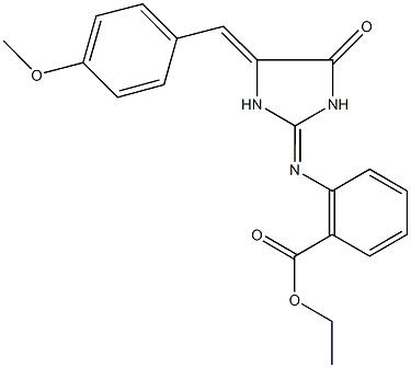 ethyl 2-{[4-(4-methoxybenzylidene)-5-oxo-2-imidazolidinylidene]amino}benzoate 구조식 이미지