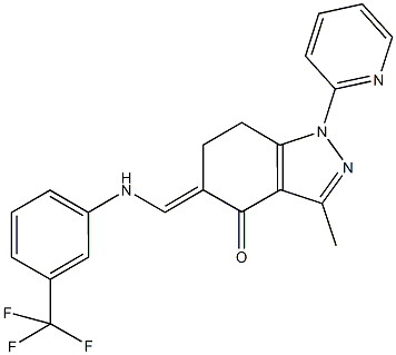 3-methyl-1-(2-pyridinyl)-5-{[3-(trifluoromethyl)anilino]methylene}-1,5,6,7-tetrahydro-4H-indazol-4-one Structure