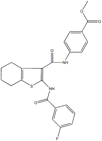 methyl 4-[({2-[(3-fluorobenzoyl)amino]-4,5,6,7-tetrahydro-1-benzothien-3-yl}carbonyl)amino]benzoate Structure