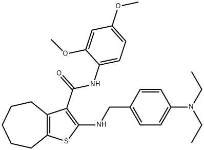 2-{[4-(diethylamino)benzyl]amino}-N-(2,4-dimethoxyphenyl)-5,6,7,8-tetrahydro-4H-cyclohepta[b]thiophene-3-carboxamide 구조식 이미지