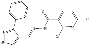 2,4-dichloro-N'-[(3-phenyl-1H-pyrazol-4-yl)methylene]benzohydrazide 구조식 이미지