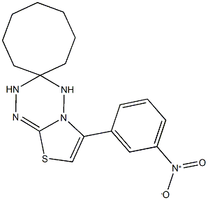 6-(3-nitrophenyl)-3,4-dihydrospiro(2H-[1,3]thiazolo[3,2-b][1,2,4,5]tetraazine-3,1'-cyclooctane) 구조식 이미지